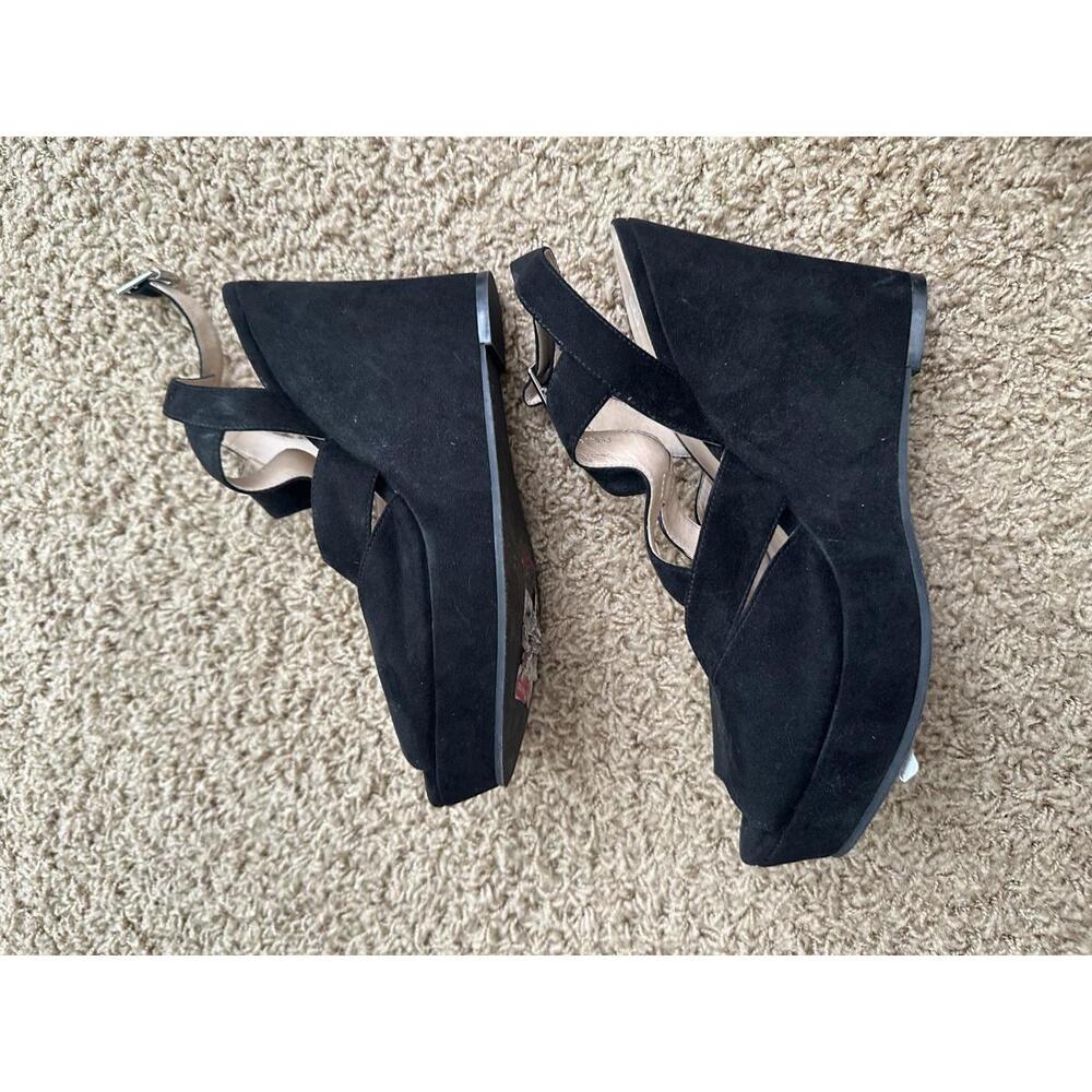 Black Suede Women's Wedge Sandals- size 9 - Picture 3 of 5